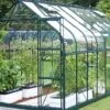 Serre De Jardin En Alu Et Verre Trempé Lams 12,9 M² - Aloé Vert -Outils De Jardinage serre jardin aluminium verre trempe aloe 13m2 vert