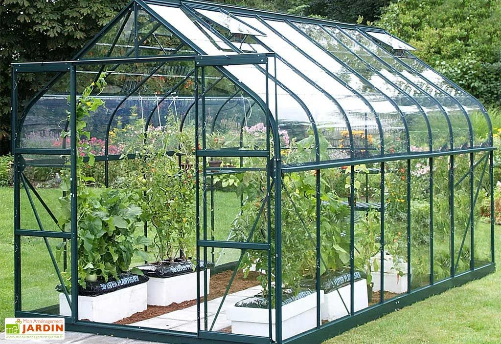Serre De Jardin En Alu Et Verre Trempé Lams 12,9 M² - Aloé Vert 3 Serre De Jardin En Alu Et Verre Trempé Lams 12,9 M² - Aloé Vert