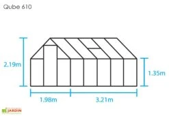 Halls Serre De Jardin En Aluminium Et Verre Trempé Qube 610 Noir 6,4 M² -Outils De Jardinage serre jardin aluminium verre trempe qube 610 noir 64m 3
