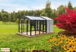 Serre De Jardin En Bois Et Verre Trempé Avec Panneaux Occultants – Lilas -Outils De Jardinage serre jardin bois panneaux occultants stali design 04