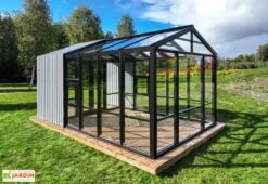 Serre De Jardin En Bois Et Verre Trempé Avec Panneaux Occultants – Mimosas -Outils De Jardinage serre jardin bois panneaux occultants stali 1