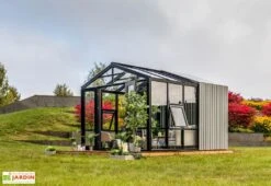 Serre De Jardin En Bois Et Verre Trempé Avec Panneaux Occultants – Jasmin -Outils De Jardinage serre jardin bois verre trempe stali design 05