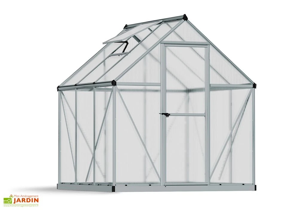 Serre De Jardin Grise Polycarbonate Aluminium 2 X 2 M – Mythos 6x6 5 Serre De Jardin Grise Polycarbonate Aluminium 2 X 2 M – Mythos 6x6 – Image 3