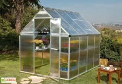 Serre De Jardin Grise Polycarbonate Aluminium 2,5 X 2 M – Mythos 6x8 -Outils De Jardinage serre jardin polycarbonate aluminium gris mythos palram 2x2m 2