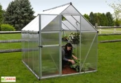 Serre De Jardin Grise Polycarbonate Aluminium 2,5 X 2 M – Mythos 6x8 -Outils De Jardinage serre jardin polycarbonate aluminium gris mythos palram 2x2m 5