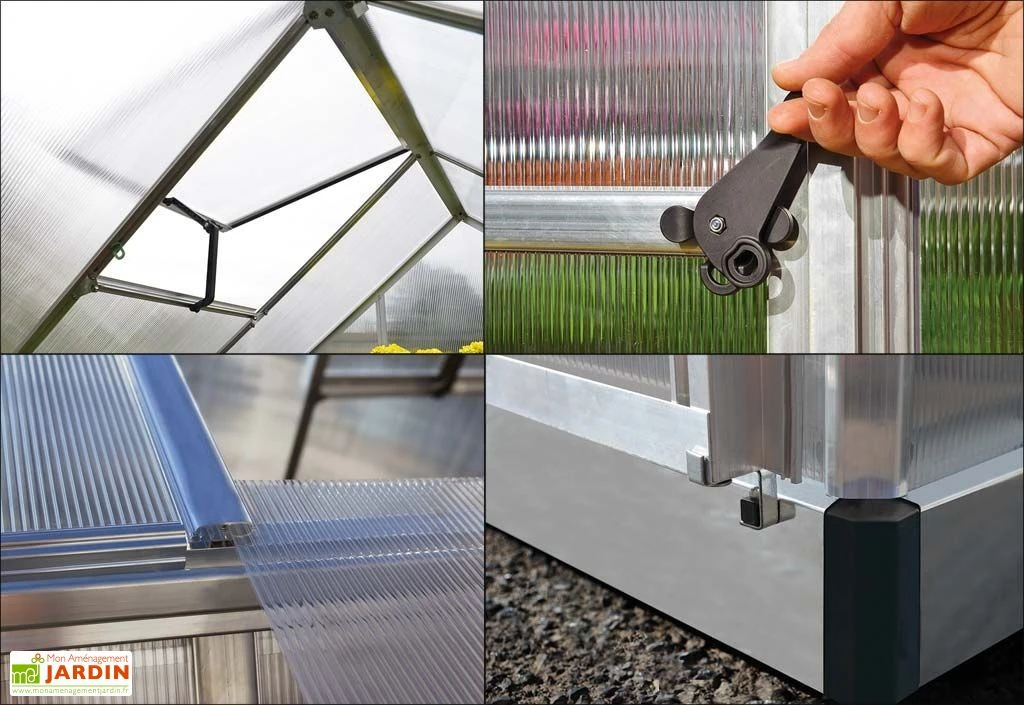 Serre De Jardin Grise Polycarbonate Aluminium 2 X 2 M – Mythos 6x6 7 Serre De Jardin Grise Polycarbonate Aluminium 2 X 2 M – Mythos 6x6 – Image 5