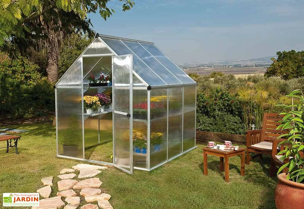 Serre De Jardin Grise Polycarbonate Aluminium 2 X 2 M – Mythos 6x6 4 Serre De Jardin Grise Polycarbonate Aluminium 2 X 2 M – Mythos 6x6 – Image 2