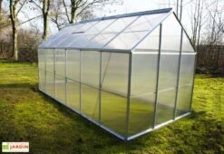 Serre De Jardin En Aluminium Et Polycarbonate – Diamant Gris 126 -Outils De Jardinage serre jardin polycarbonate diamant 126 base acier 190x380x195cm 7m2 2