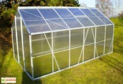 Serre De Jardin En Aluminium Et Polycarbonate – Diamant Gris 126 -Outils De Jardinage serre jardin polycarbonate diamant 126 base acier 190x380x195cm 7m2 3