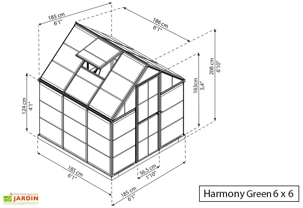Serre De Jardin Polycarbonate Harmony Palram - Canopia Verte 7 Serre De Jardin Polycarbonate Harmony Palram - Canopia Verte – Image 5