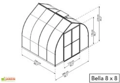Serre De Jardin En Aluminium Et Polycarbonate Bella - Argent -Outils De Jardinage serre jardin polycarbonate palram bella 8x8 2