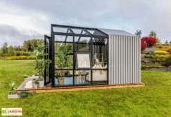 Serre De Jardin En Bois Et Verre Trempé Avec Panneaux Occultants – Jasmin -Outils De Jardinage serre jardin stali design 05