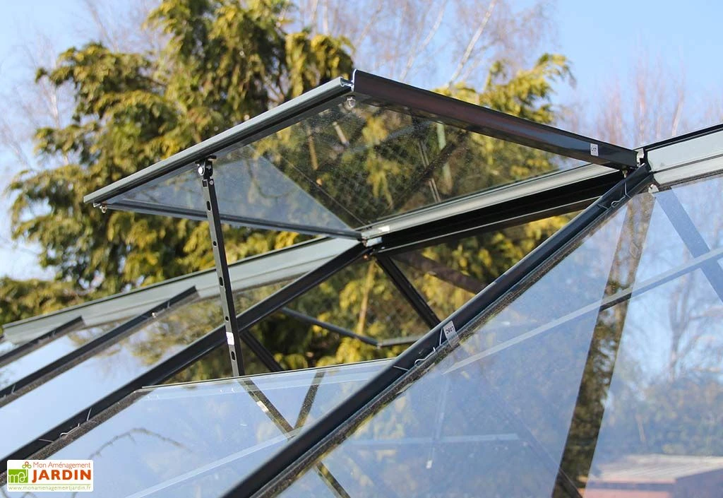 Serre De Jardin En Verre Trempé Grise Avec Base 5,77 M² 8 Serre De Jardin En Verre Trempé Grise Avec Base 5,77 M² – Image 6