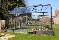Serre De Jardin En Verre Trempé Grise Avec Base 4,65 M² -Outils De Jardinage serre verre trempe aluminium 8