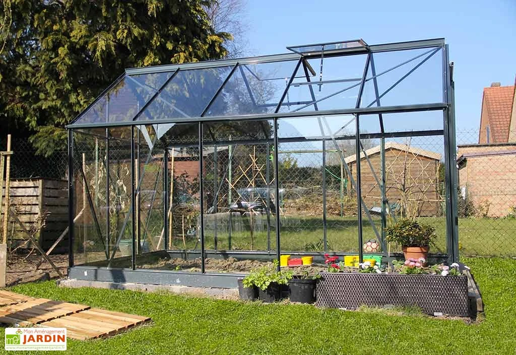 Serre De Jardin En Verre Trempé Grise Avec Base 5,77 M² 3 Serre De Jardin En Verre Trempé Grise Avec Base 5,77 M²