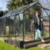 Serre De Jardin En Verre Trempé Grise Avec Base 4,65 M² -Outils De Jardinage serre verre trempe aluminium 1