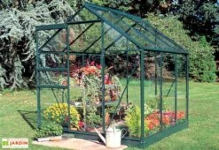 Halls Serre De Jardin En Aluminium Et Verre Trempé Popular 66 - 3,8 M² -Outils De Jardinage serre verre trempe popular 66 vert