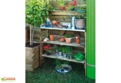 Table De Jardinage En Bois Traité Et Zinc – 100 X 45 X 125 Cm -Outils De Jardinage table de jardinage evolution ambiance