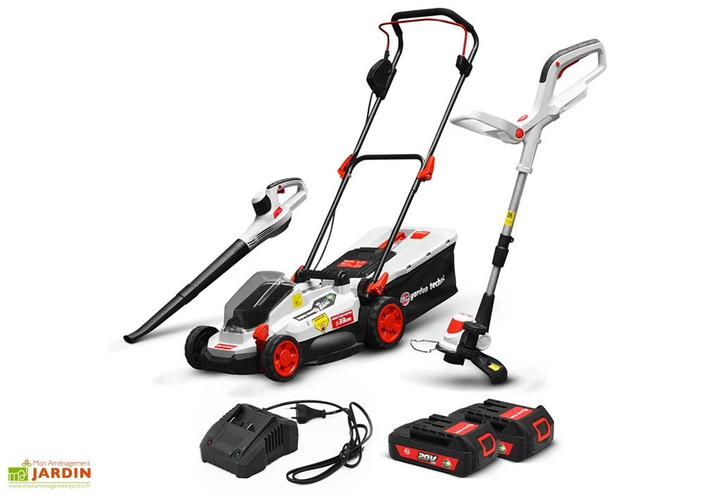 Kit Tondeuse électrique + Coupe-bordure électrique + Souffleur 20 V 3 Kit Tondeuse électrique + Coupe-bordure électrique + Souffleur 20 V
