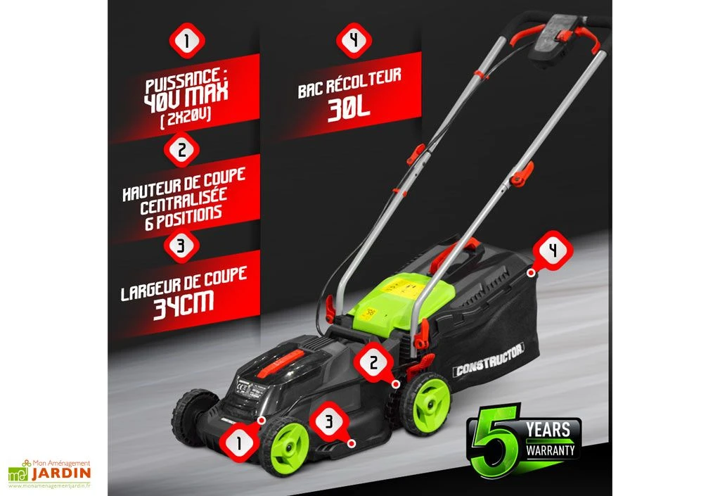Tondeuse à Gazon Sans Fil PowerShared 2x 20V 34 Cm - Sans Batterie 4 Tondeuse à Gazon Sans Fil PowerShared 2x 20V 34 Cm - Sans Batterie – Image 2