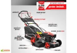 Tondeuse à Gazon Thermique Autotractée 144,3 CC – 46 Cm -Outils De Jardinage tondeuse gazon thermique autotractee elem garden wttac46t144es 22