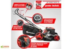 Tondeuse à Gazon Thermique Autotractée 144,3 CC – 46 Cm -Outils De Jardinage tondeuse gazon thermique elem garden wttac46t144es 22 hauteur coupe reglable