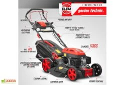 Tondeuse Thermique Autotractée 173 CC Démarreur électrique – 50 Cm -Outils De Jardinage tondeuse thermique autotractee elem garden ttac51t173es 23