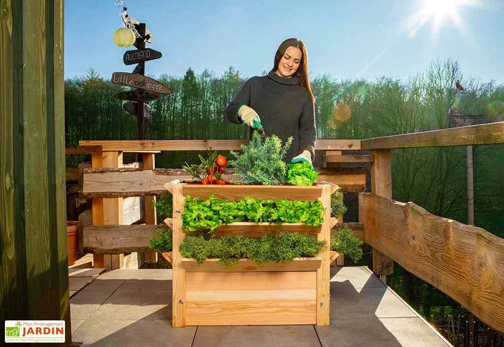 Tour De Culture Verticale En Bois De Mélèze 90 X 73 Cm 4 Tour De Culture Verticale En Bois De Mélèze 90 X 73 Cm – Image 2