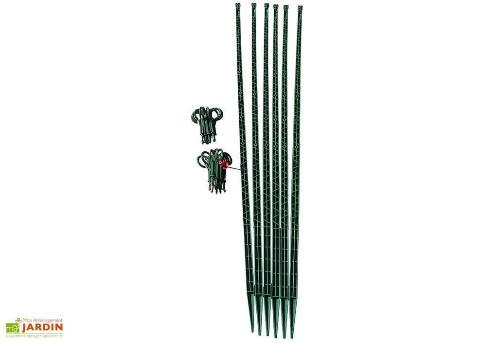 Tuteur Avec Attaches Mikado Vert Foncé 150 Cm (Lot De 6) 3 Tuteur Avec Attaches Mikado Vert Foncé 150 Cm (Lot De 6)